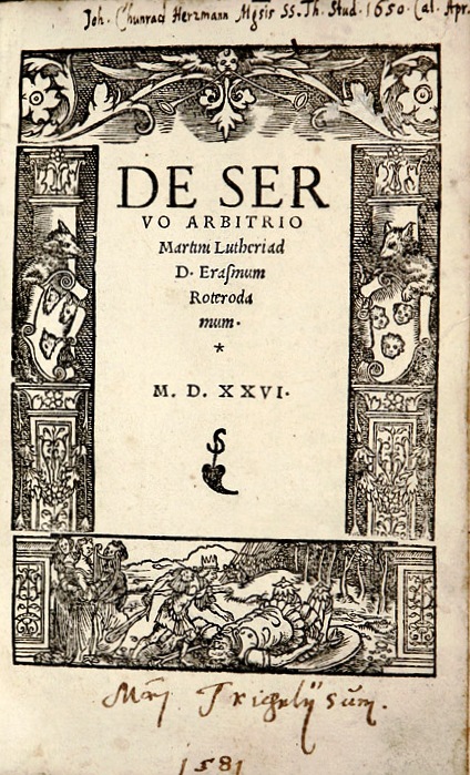 Historic title page of Martin Luther's De Servo Arbitrio